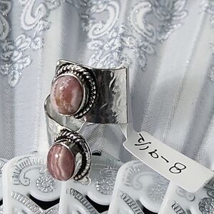 Adjustable Size 8-9 1/2 Rhodochrosite Elegant Statement Ring